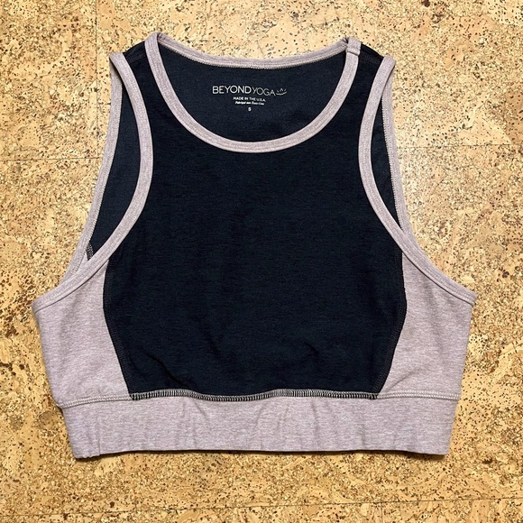 Beyond Yoga Space Dyed On Block Bra In Darkest Night Chai Colorblock Sz S - Picture 6 of 11